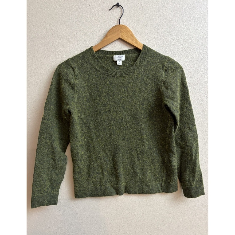 J.Crew Teddie Sweater Small Green Wool Blend Long Sleeve Crewneck